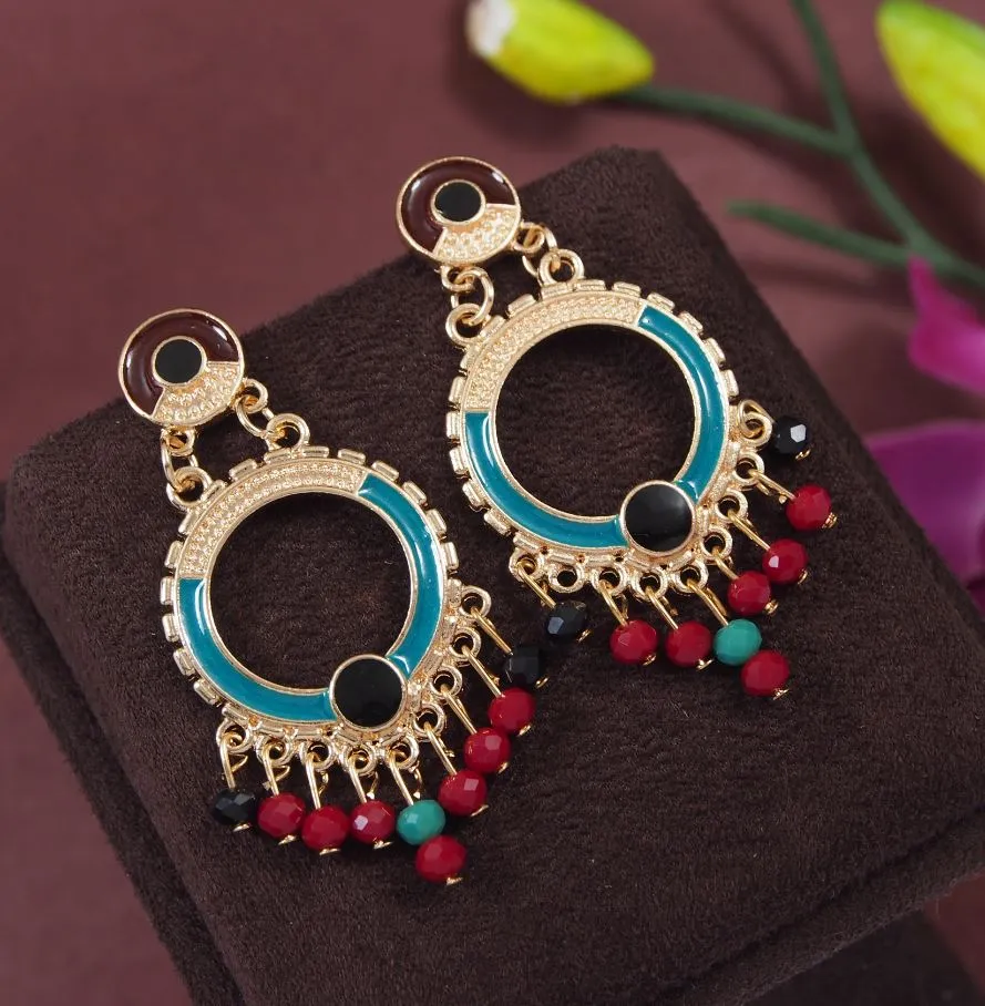 Antique Gold/Silver Plated Chandelier Multi Coloured Earring