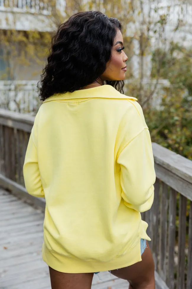 Be Right Back Yellow Oversized Acid Washed Quarter Zip
