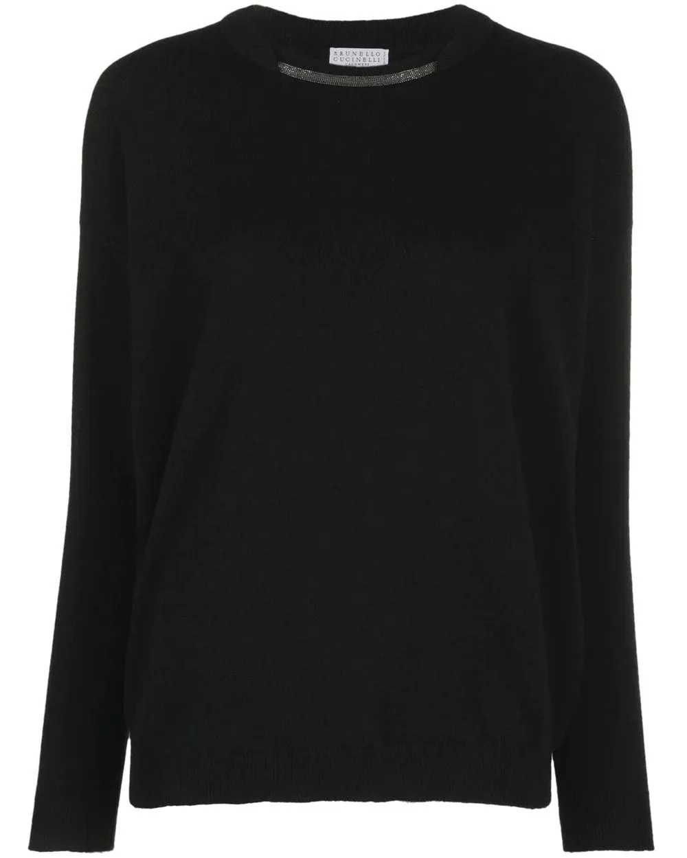 Black Monili Crewneck Cashmere Sweater