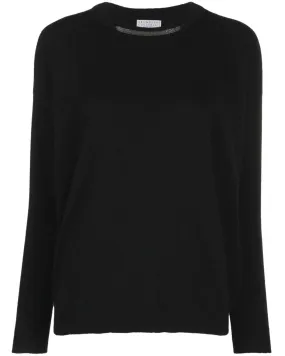 Black Monili Crewneck Cashmere Sweater