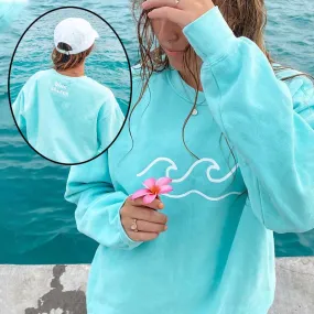 Blue Shores And Waves Printed Casual Sweatshirt