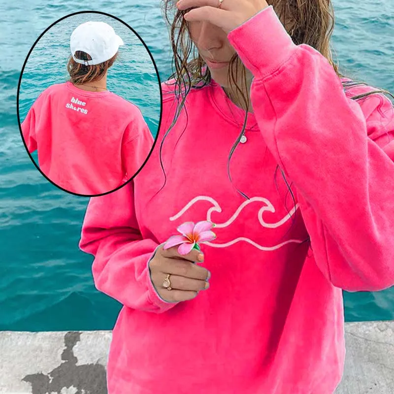 Blue Shores And Waves Printed Casual Sweatshirt