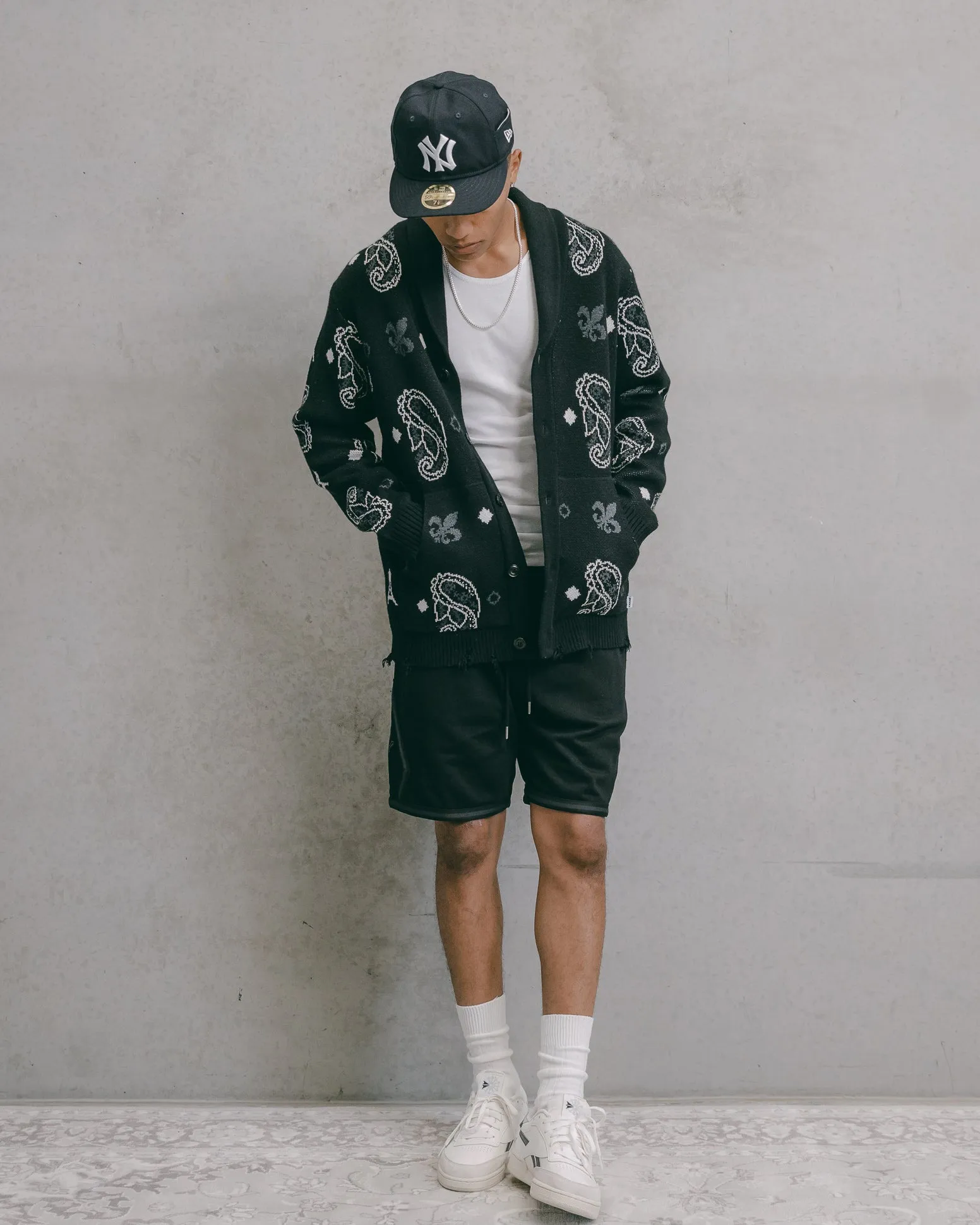 Carre Bandana Distressed Cardigan Black