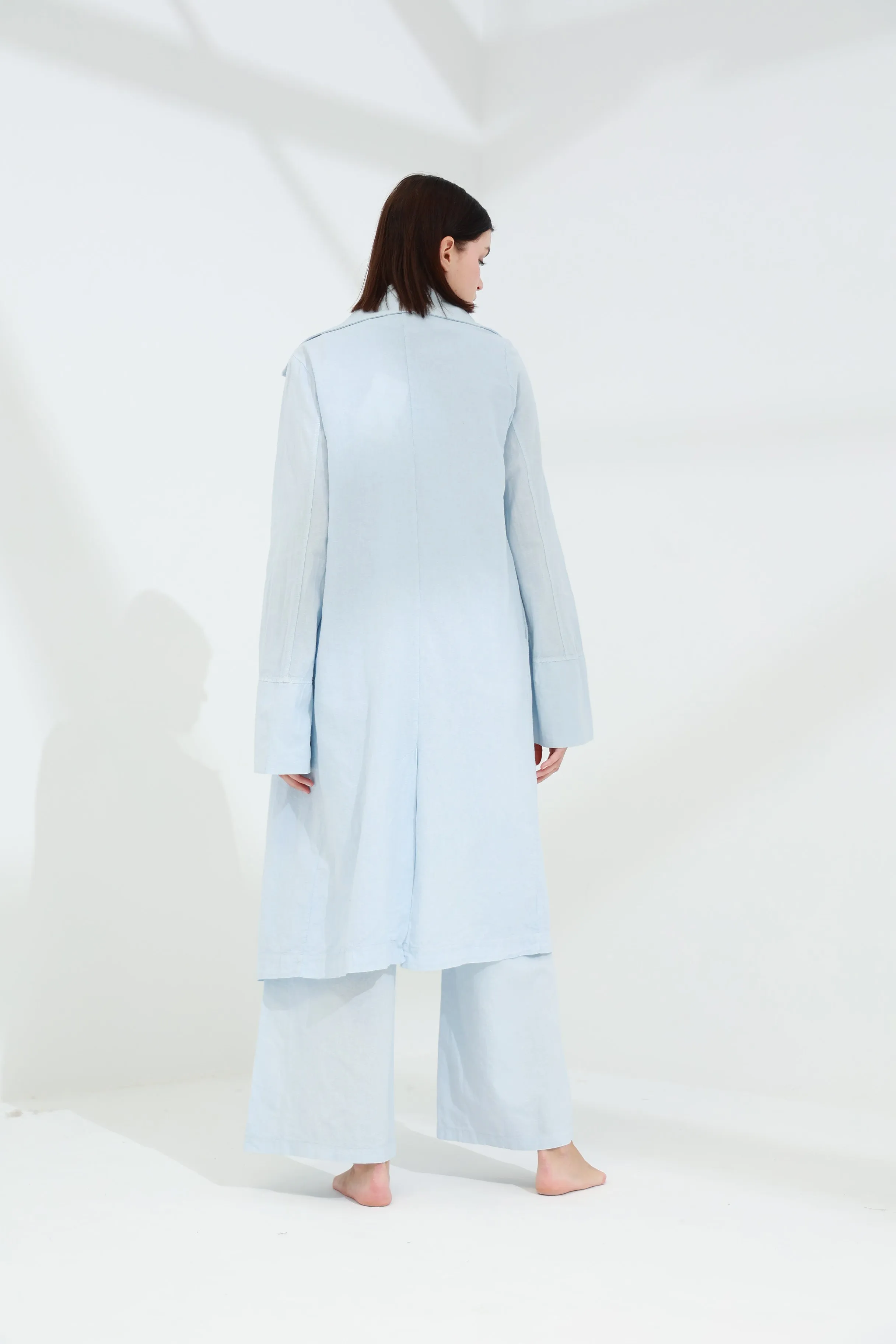 Colpo Long Linen Cardigan Cloud