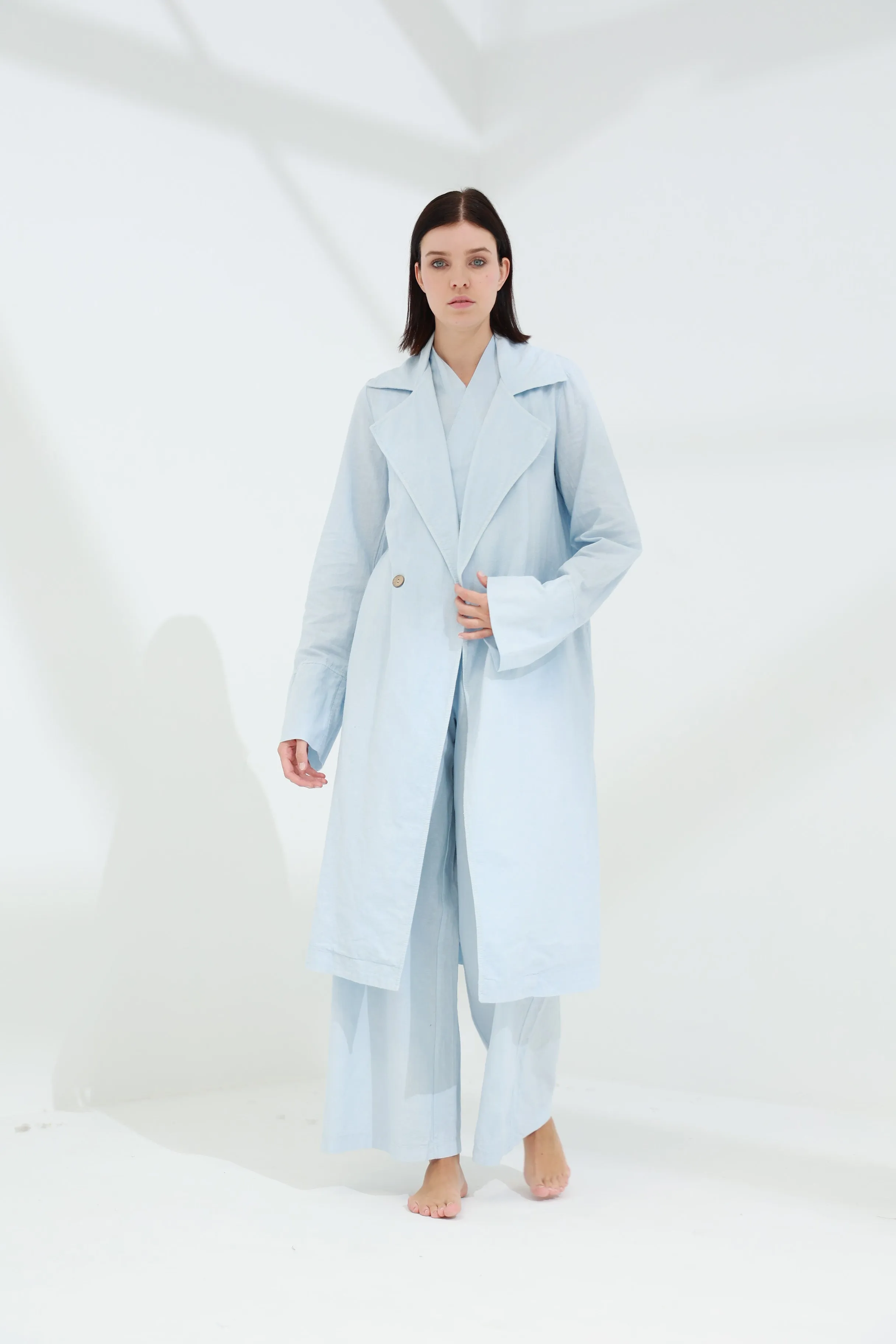 Colpo Long Linen Cardigan Cloud