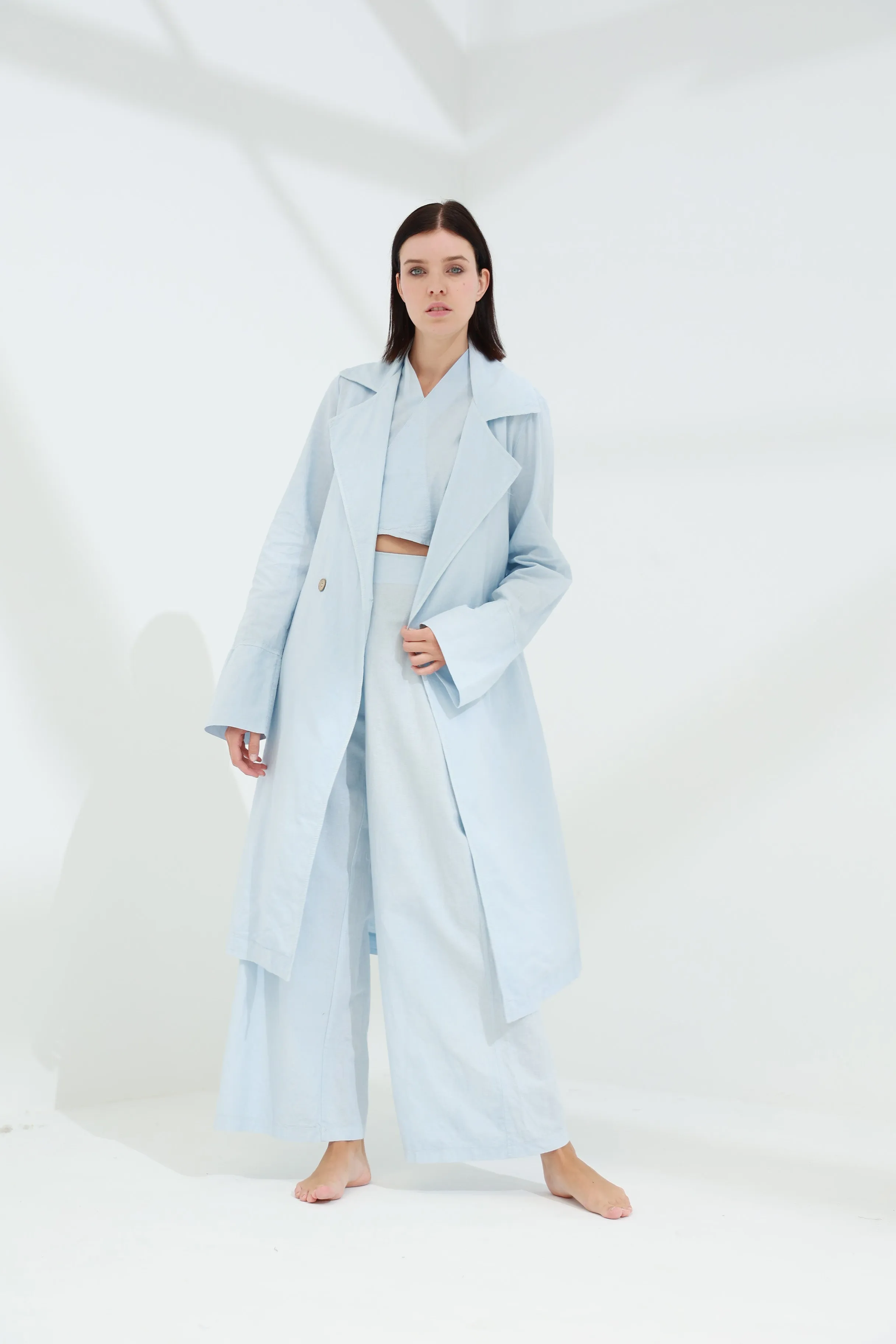 Colpo Long Linen Cardigan Cloud