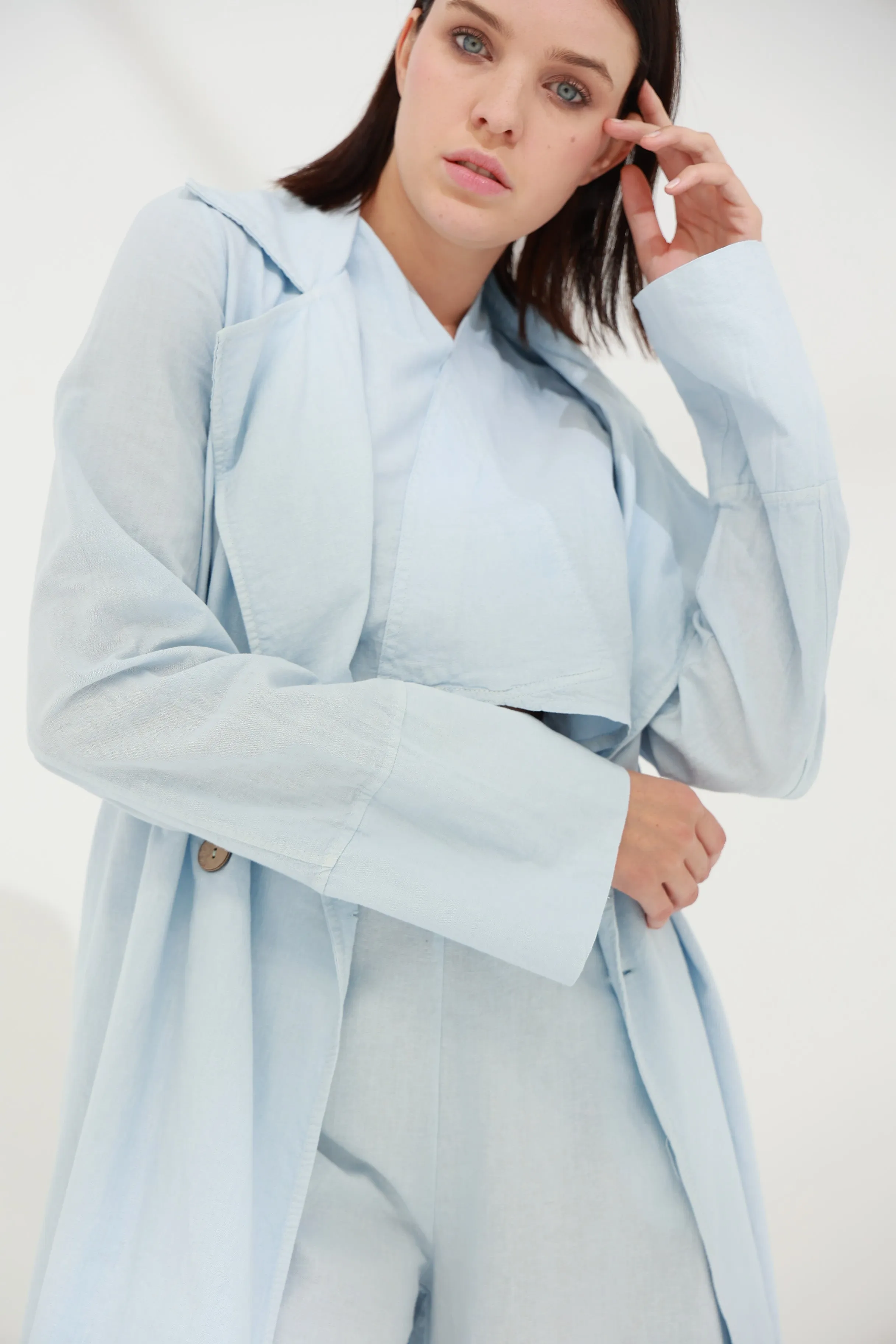 Colpo Long Linen Cardigan Cloud