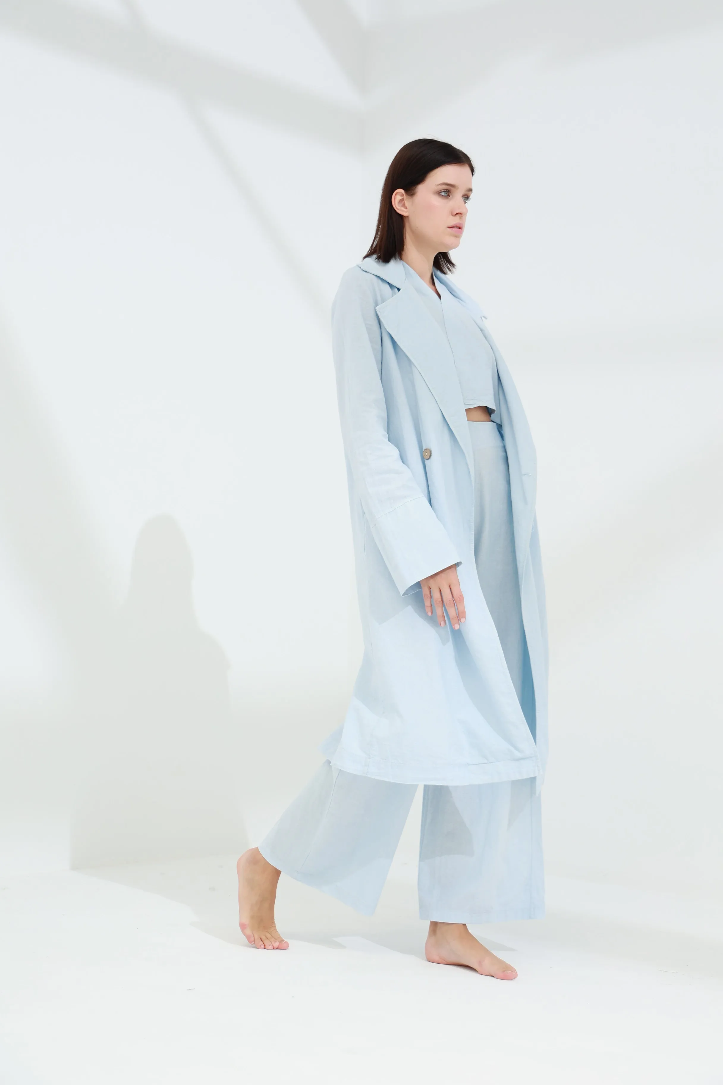Colpo Long Linen Cardigan Cloud