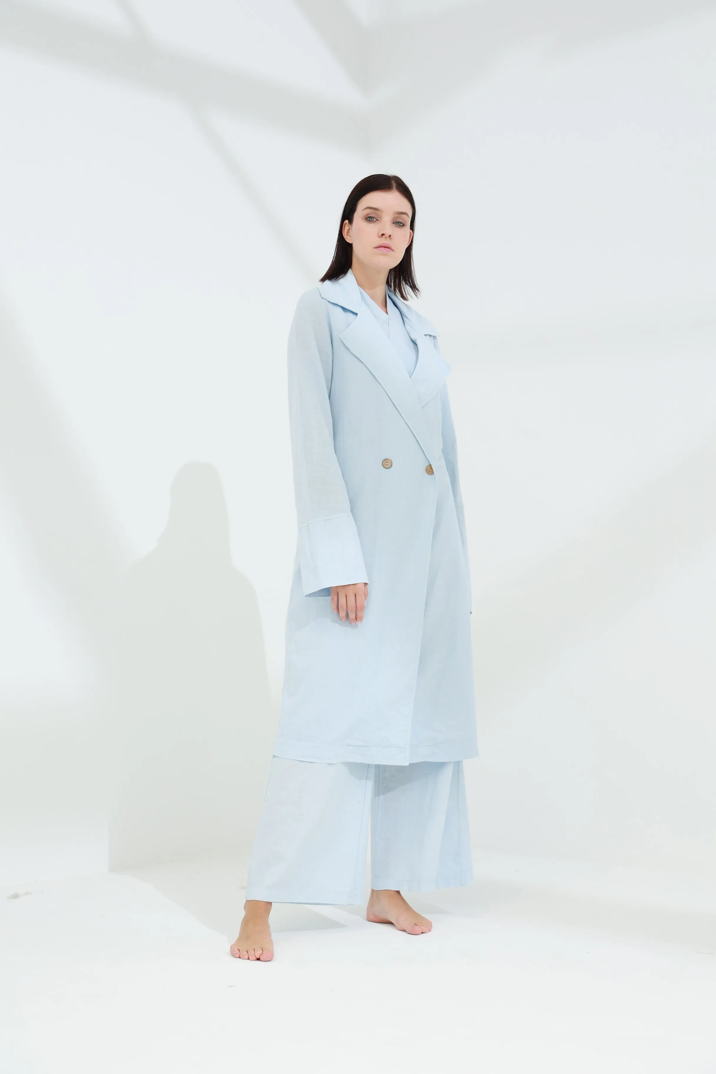 Colpo Long Linen Cardigan Cloud
