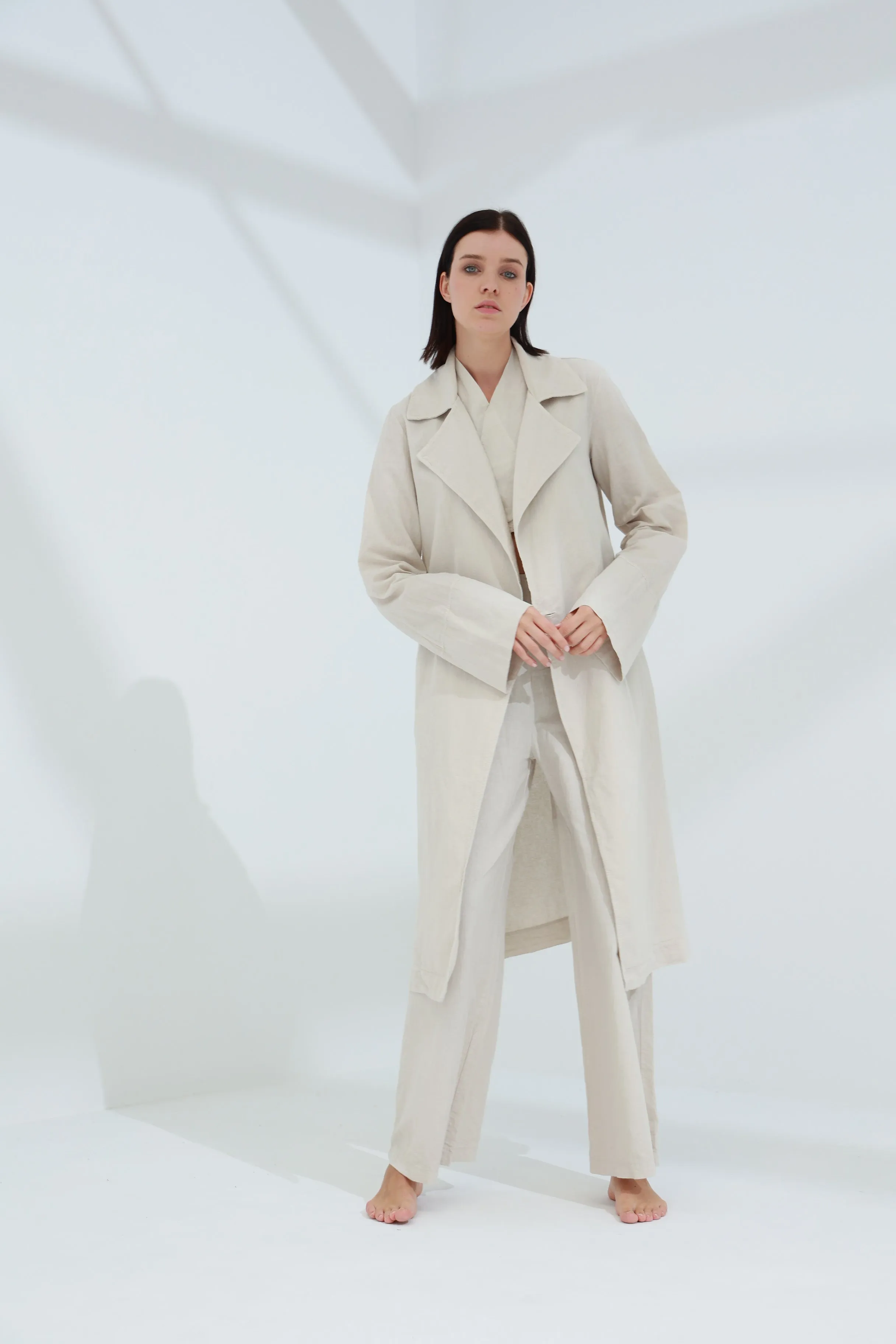 Colpo Long Linen Cardigan Sabbia