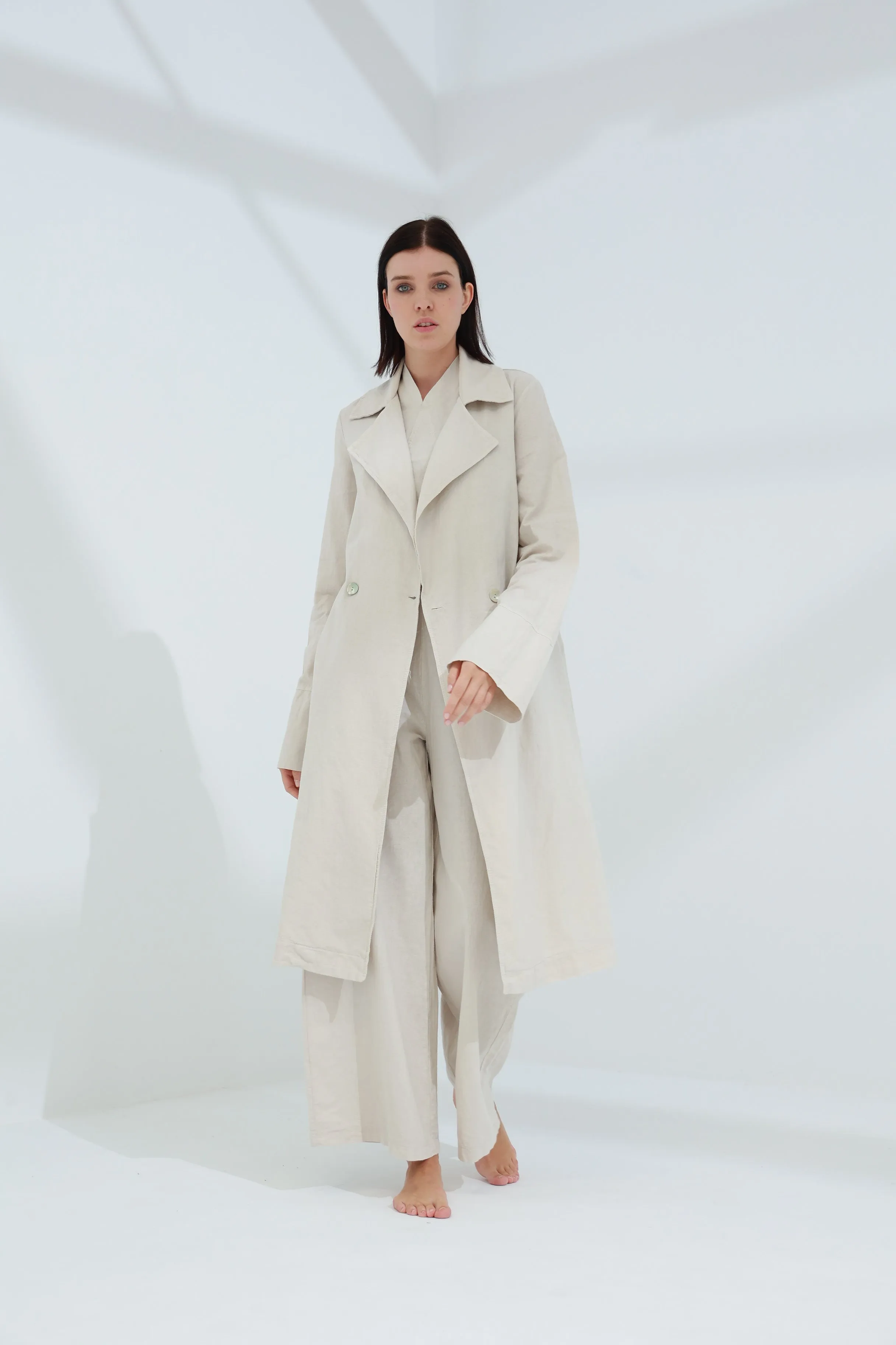 Colpo Long Linen Cardigan Sabbia