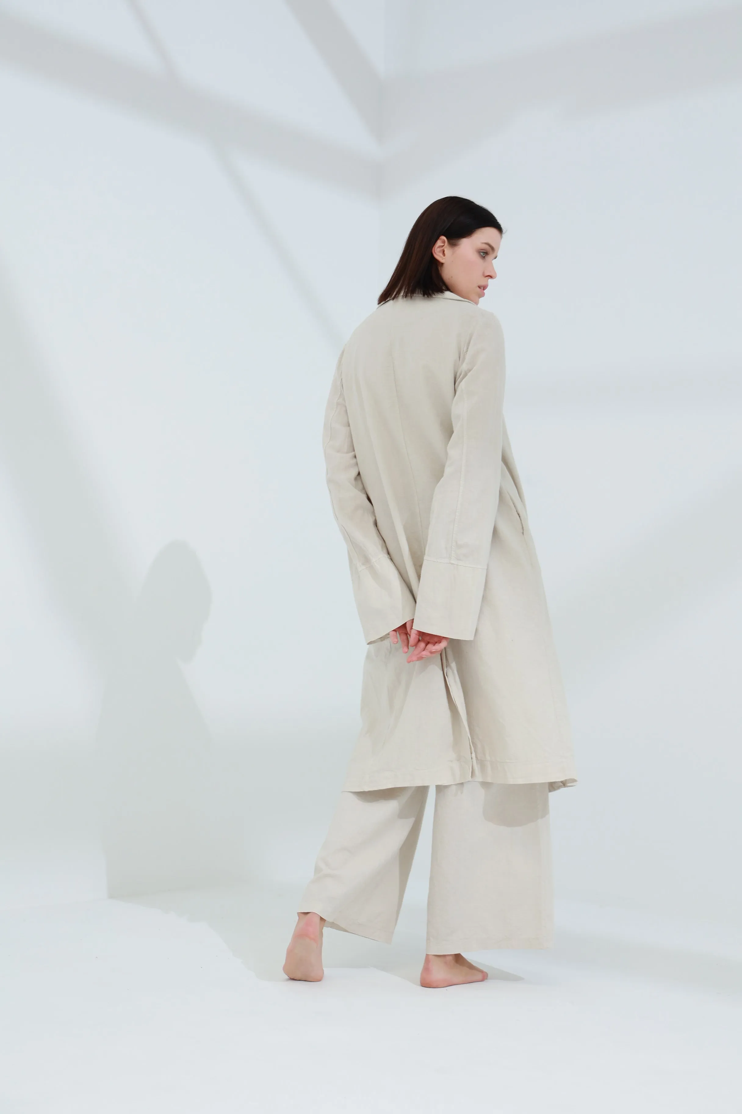 Colpo Long Linen Cardigan Sabbia