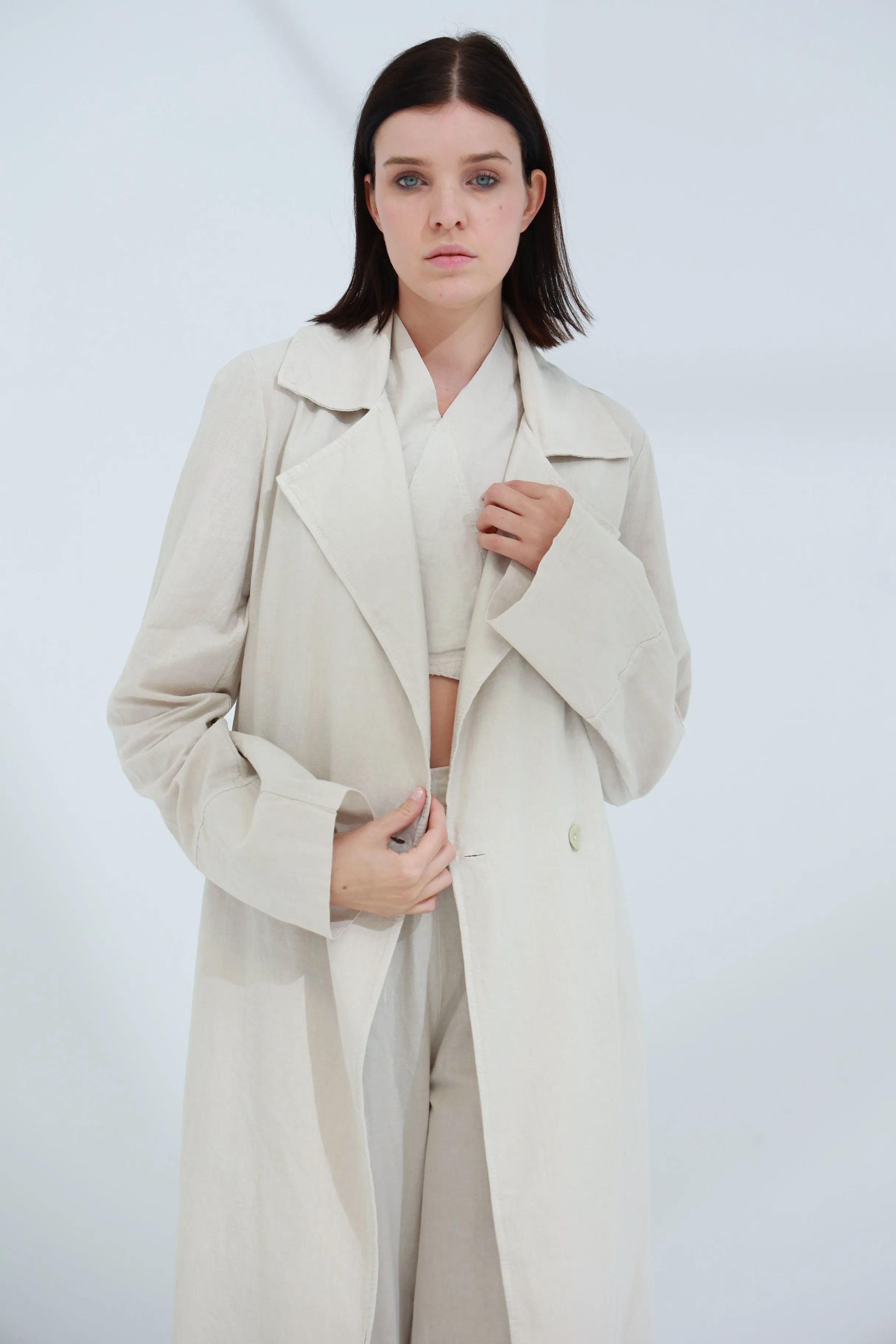 Colpo Long Linen Cardigan Sabbia