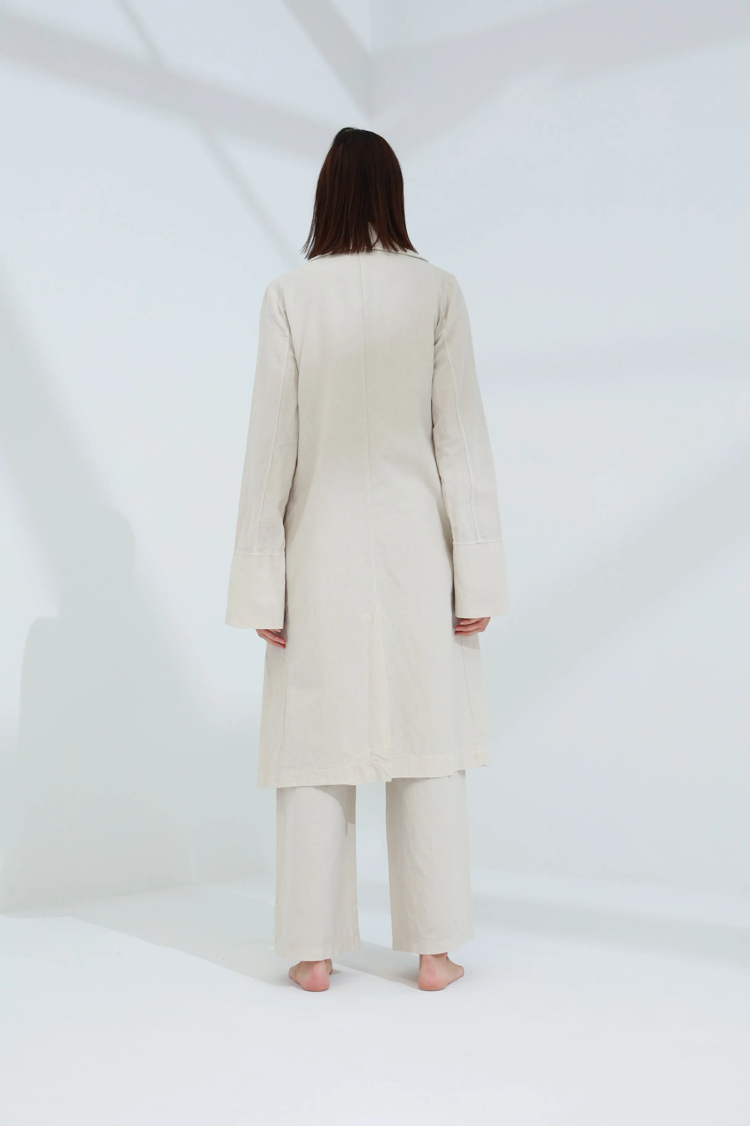 Colpo Long Linen Cardigan Sabbia