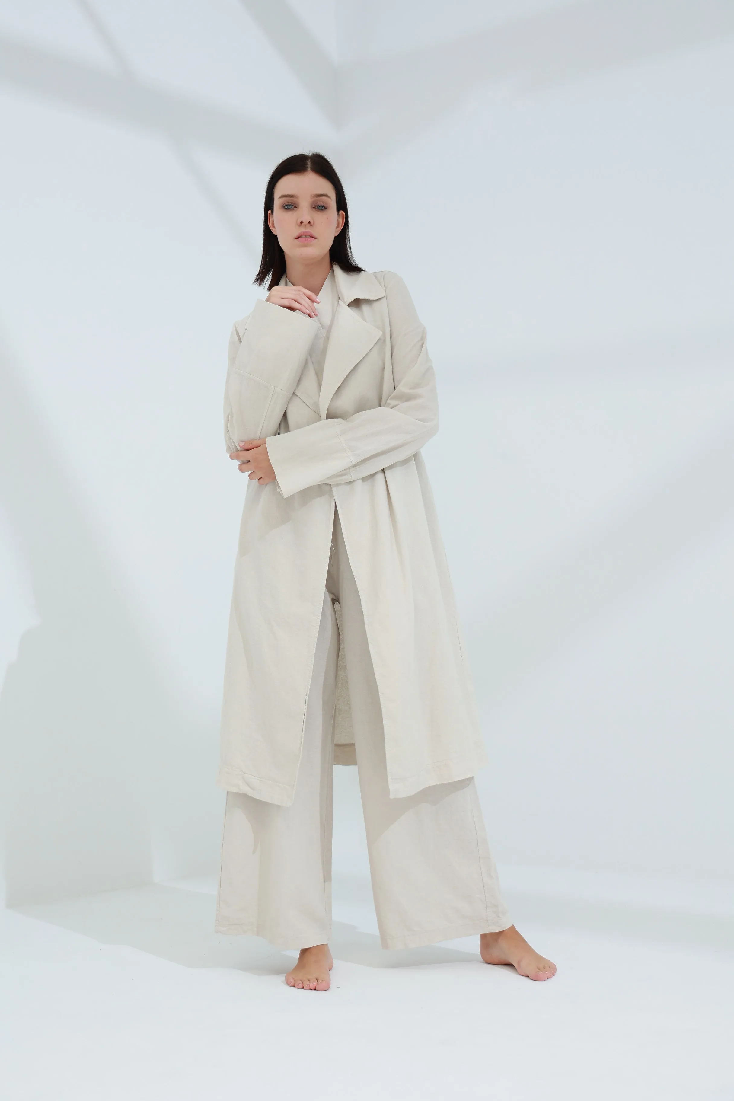 Colpo Long Linen Cardigan Sabbia