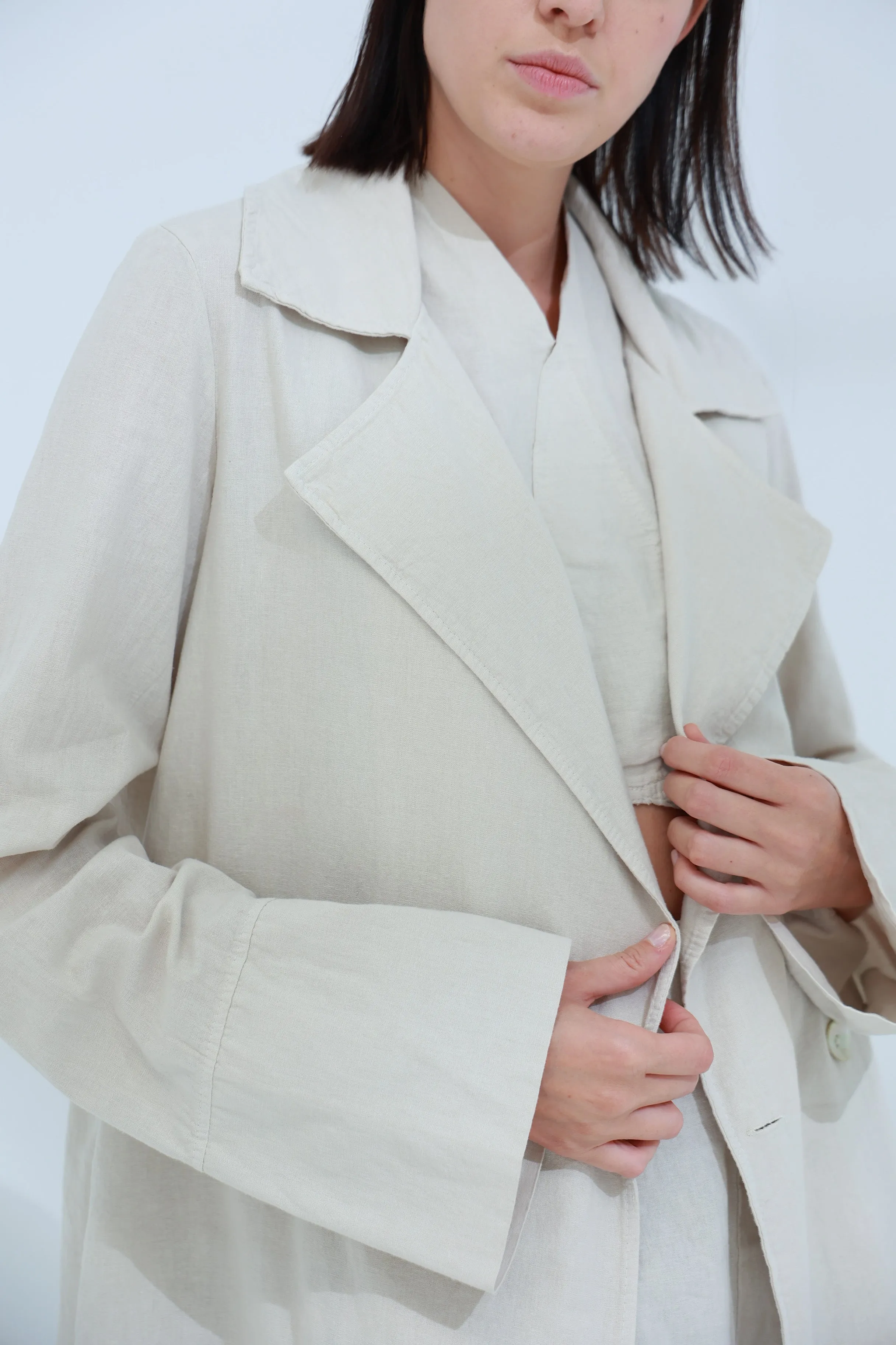 Colpo Long Linen Cardigan Sabbia