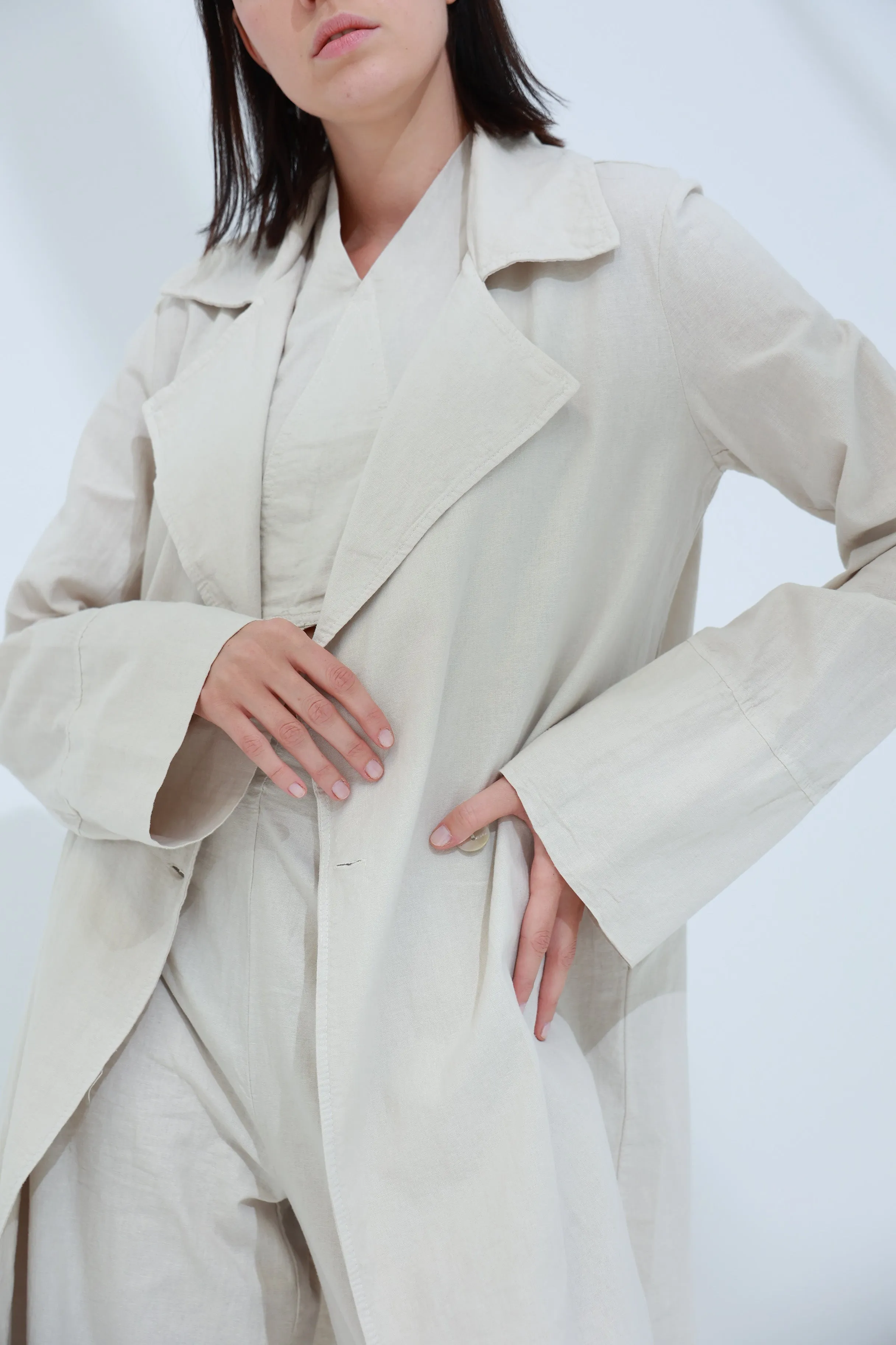 Colpo Long Linen Cardigan Sabbia