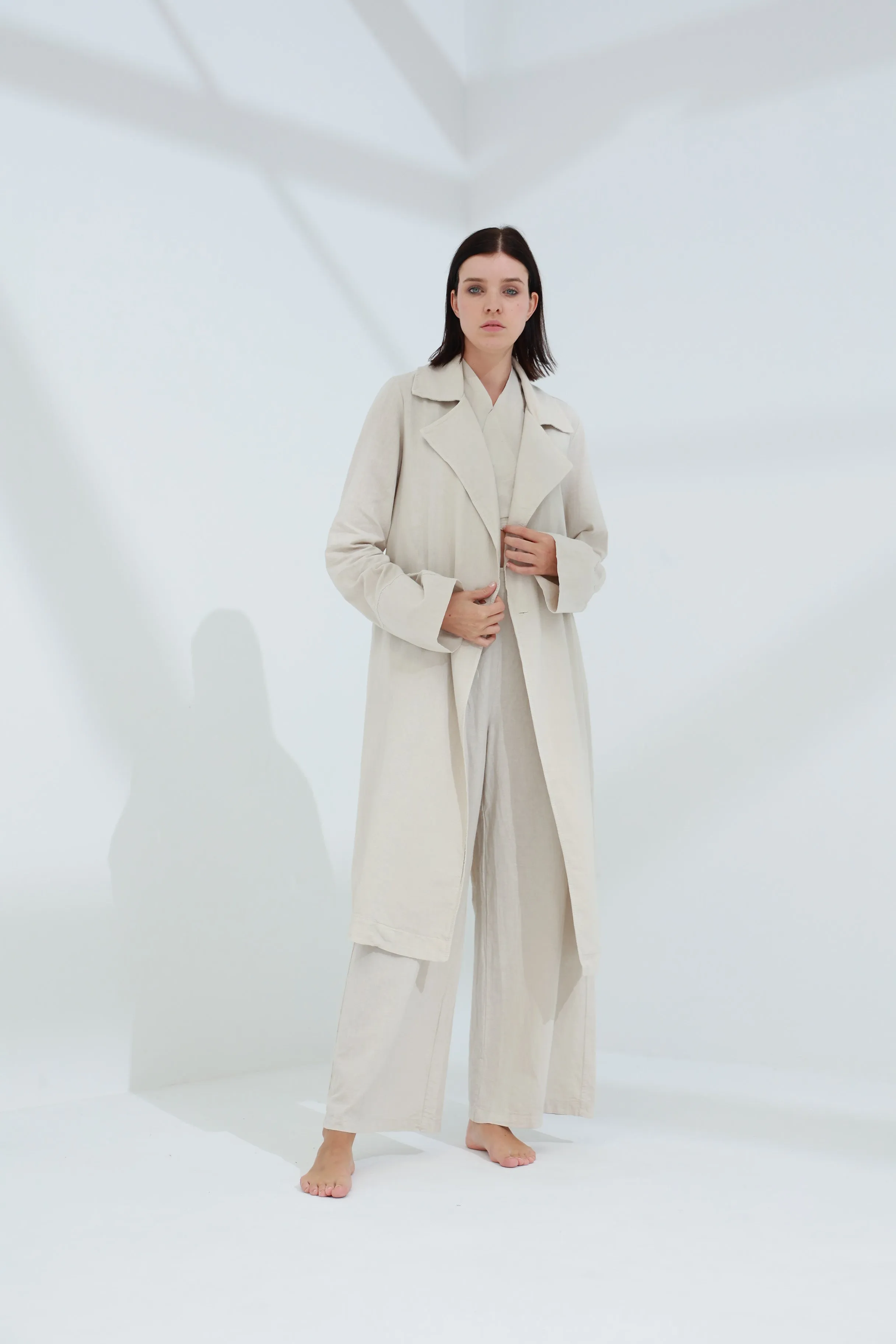 Colpo Long Linen Cardigan Sabbia