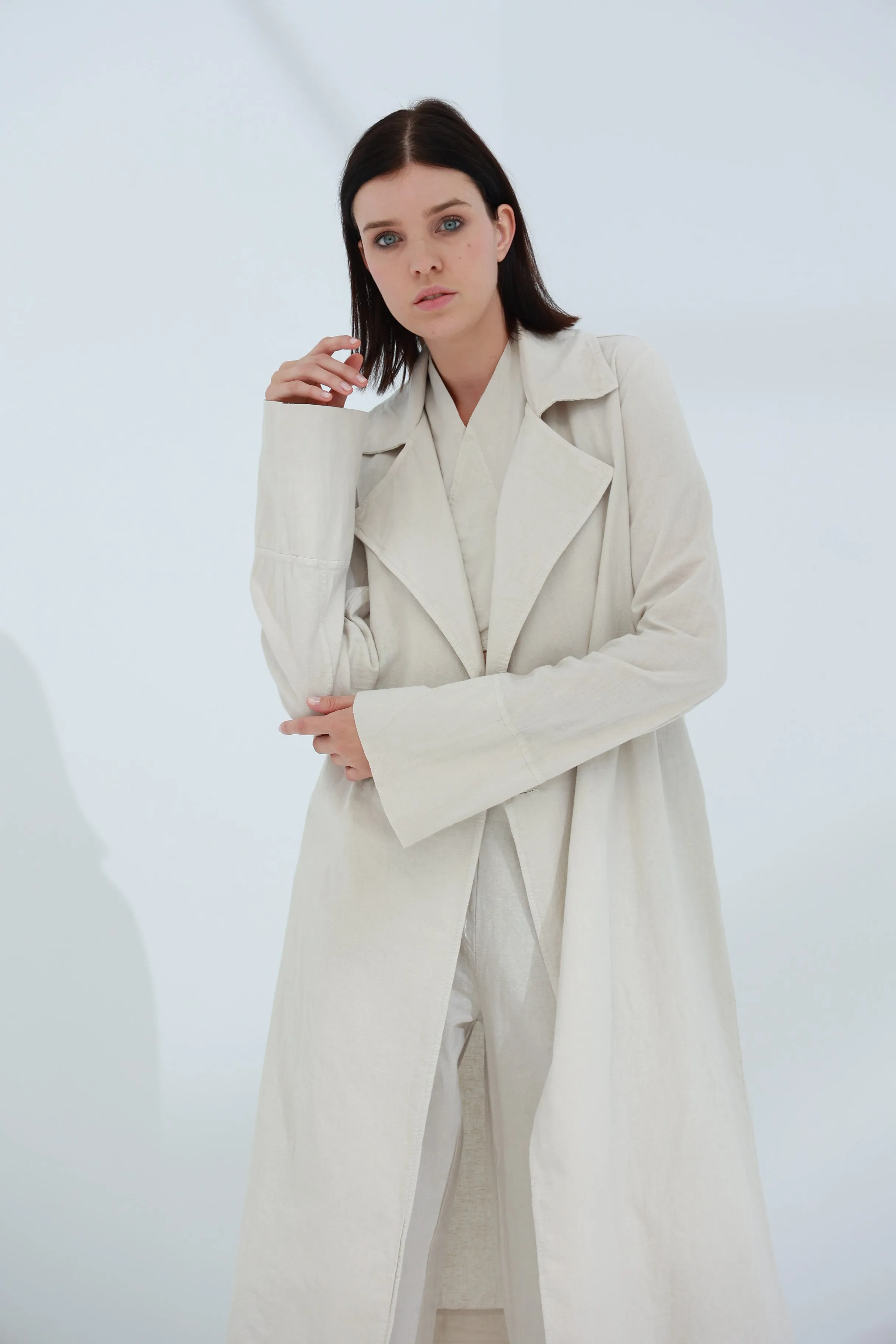 Colpo Long Linen Cardigan Sabbia
