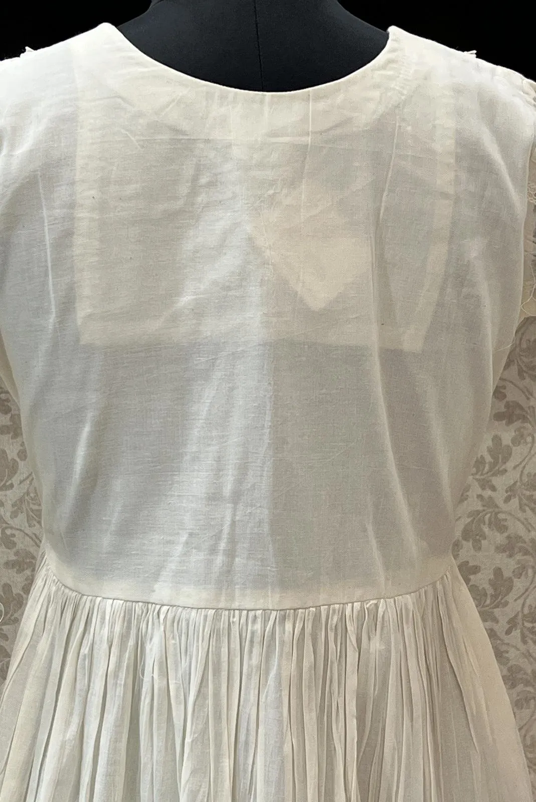 Cream Sequins and Beads work with Print Long Kurti