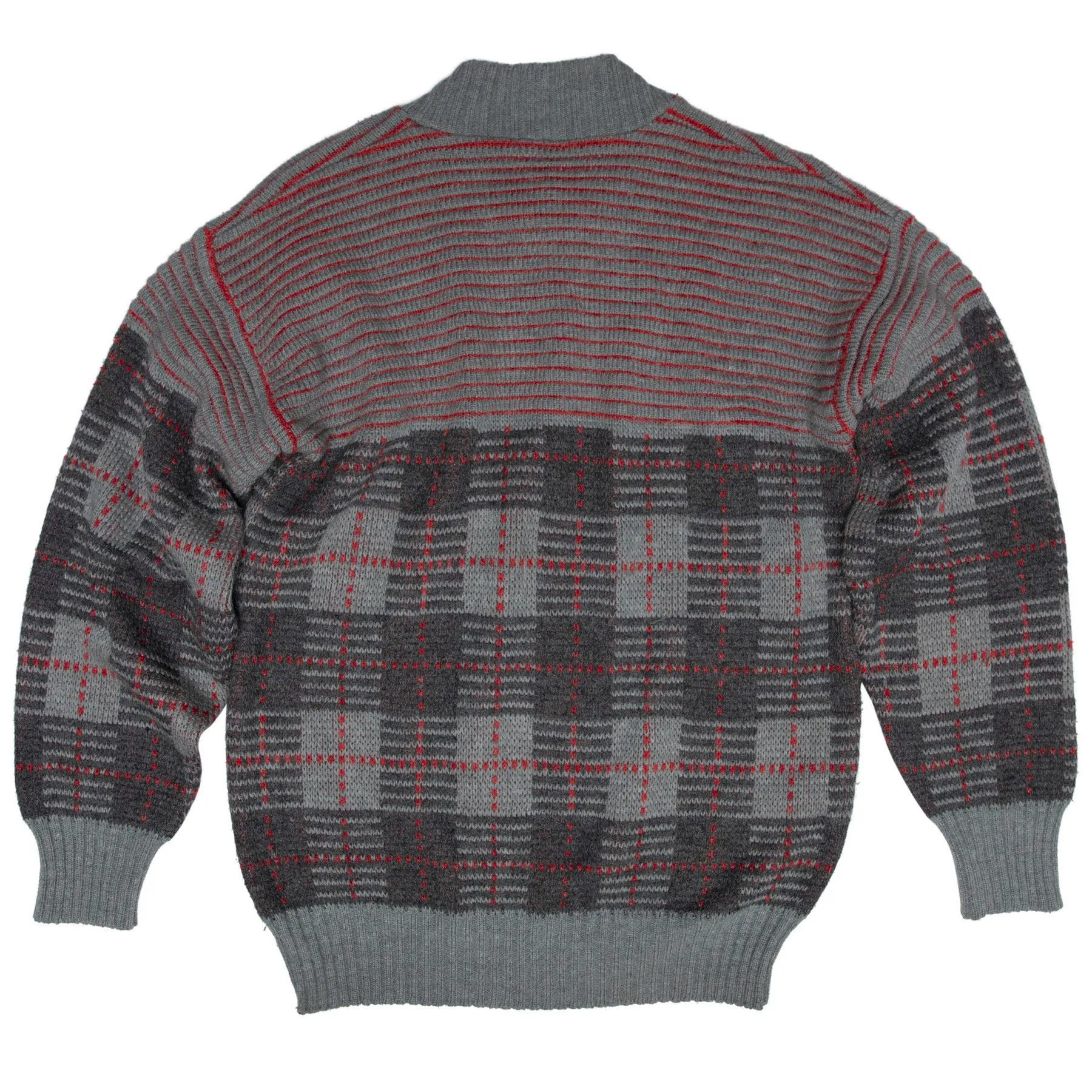 District Tartan Jacquard Wool Rib Stitch Jumper