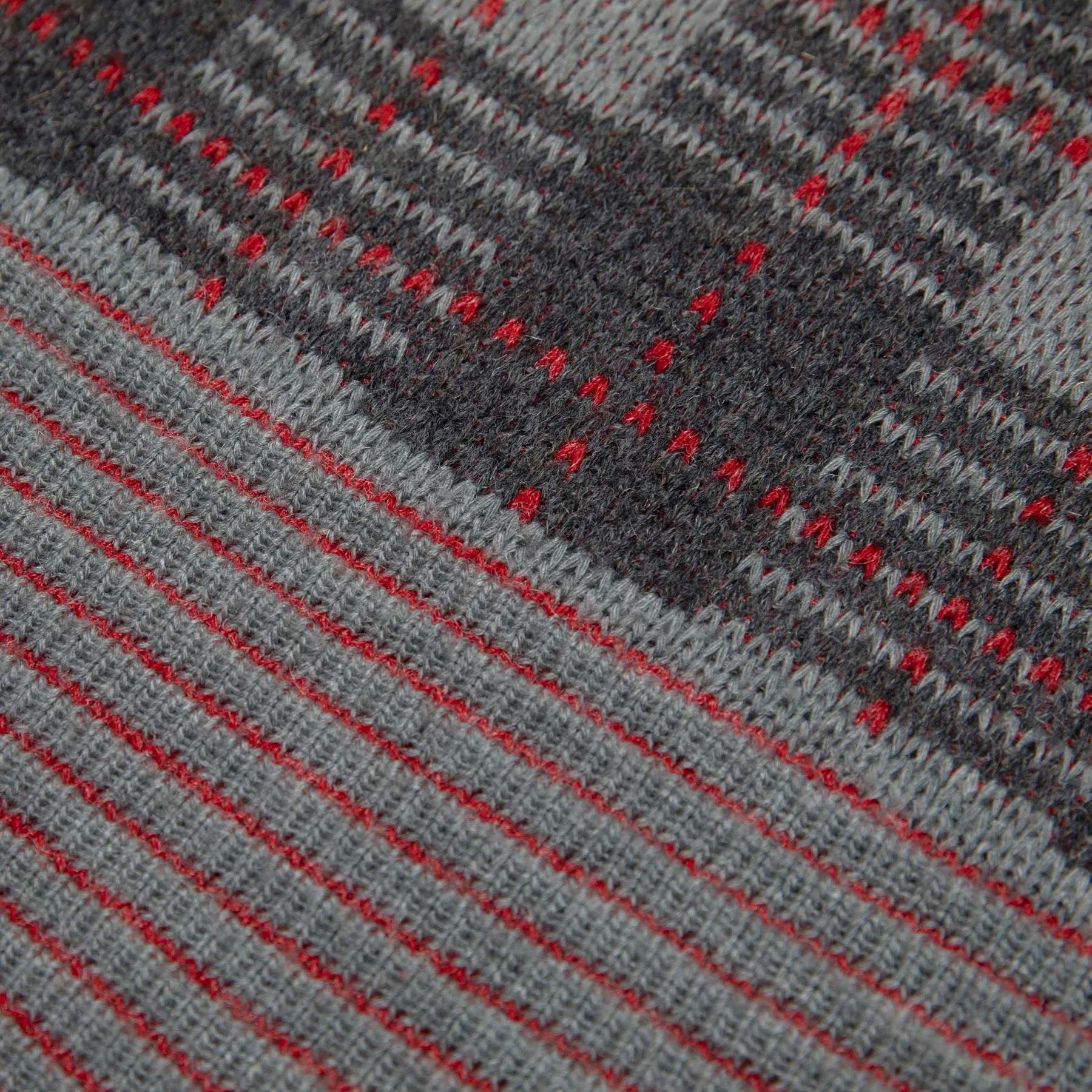 District Tartan Jacquard Wool Rib Stitch Jumper