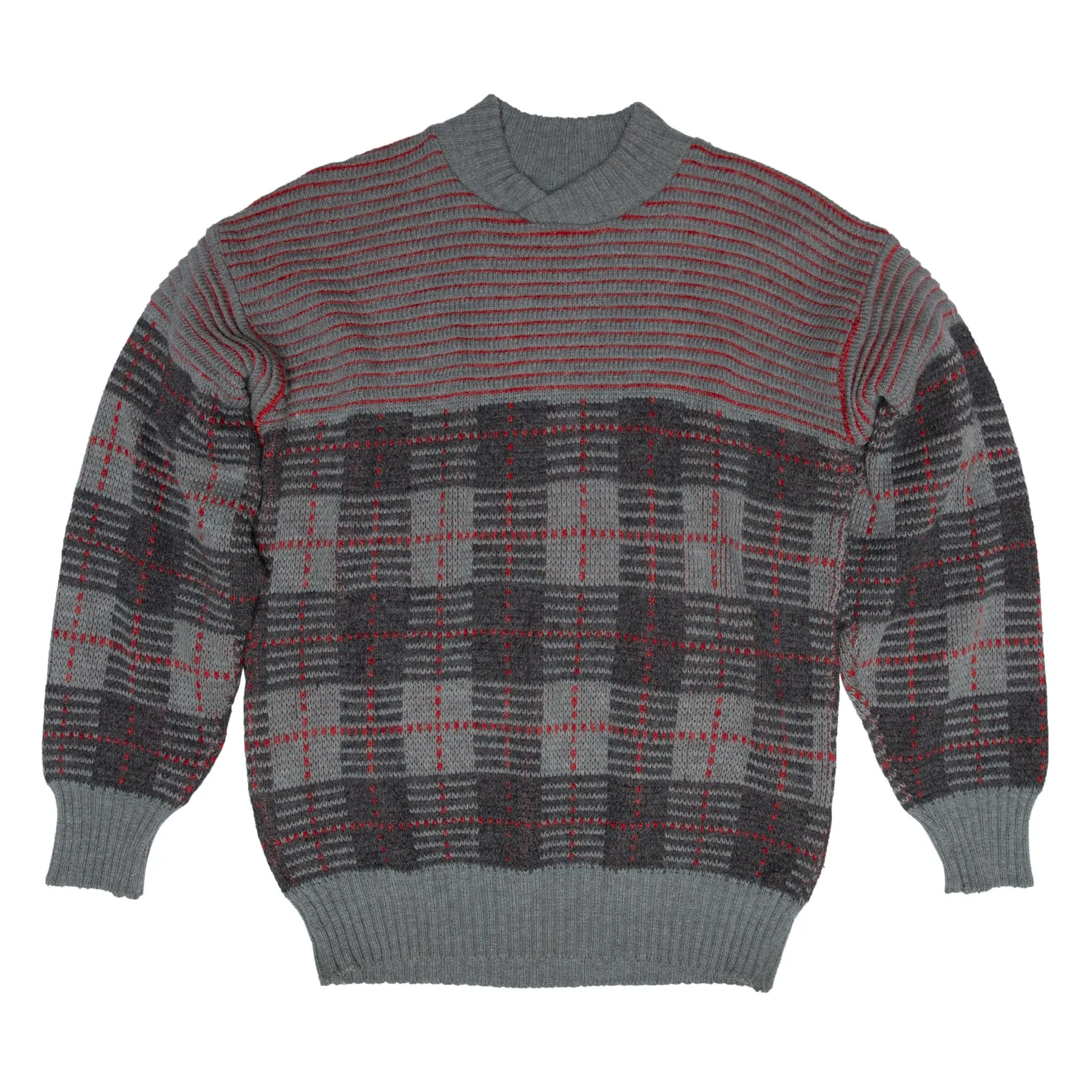 District Tartan Jacquard Wool Rib Stitch Jumper