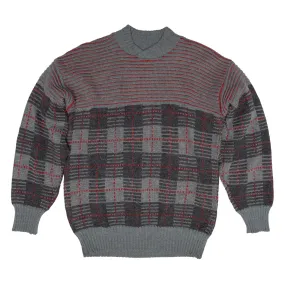 District Tartan Jacquard Wool Rib Stitch Jumper