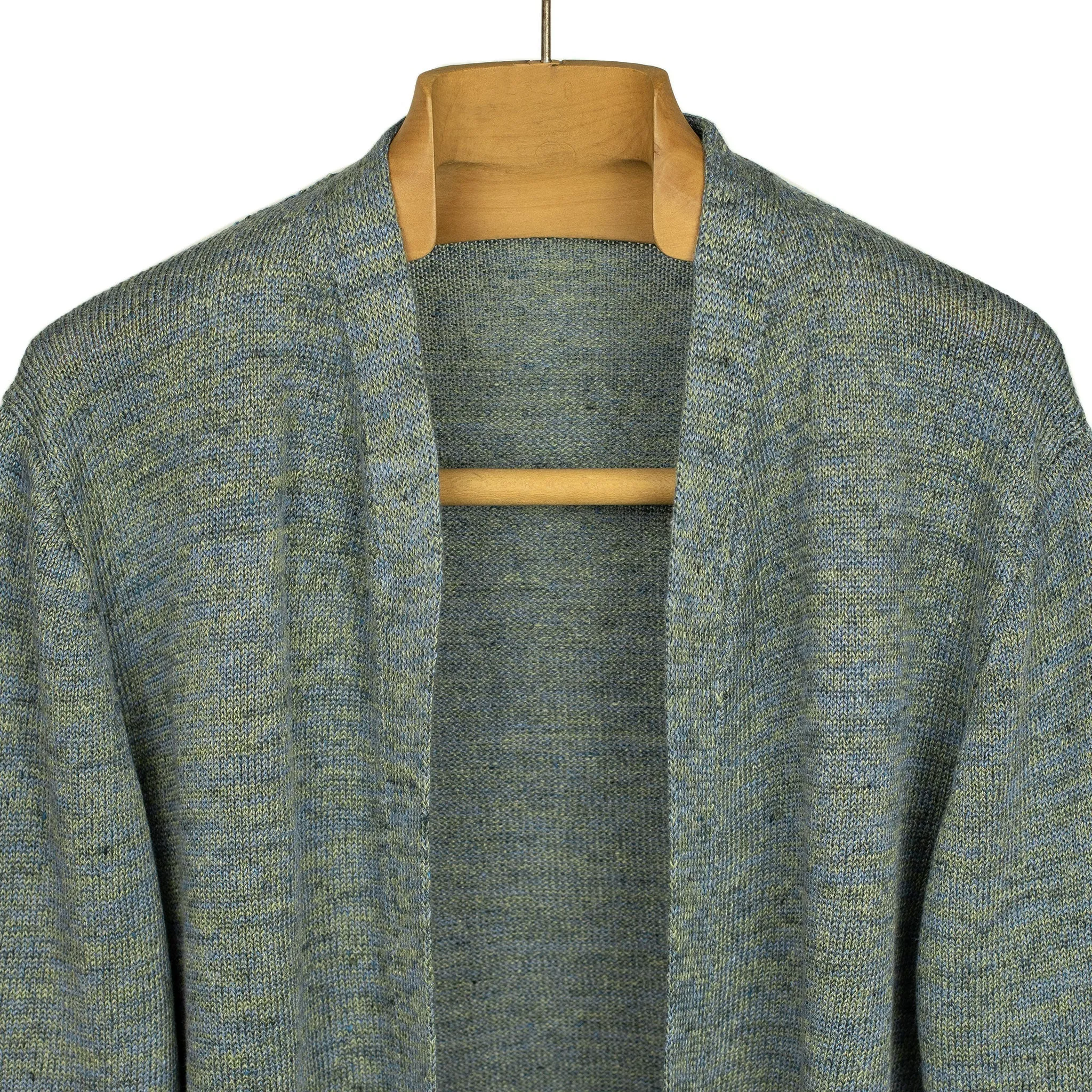Easy cardigan in Oyster blue-green linen