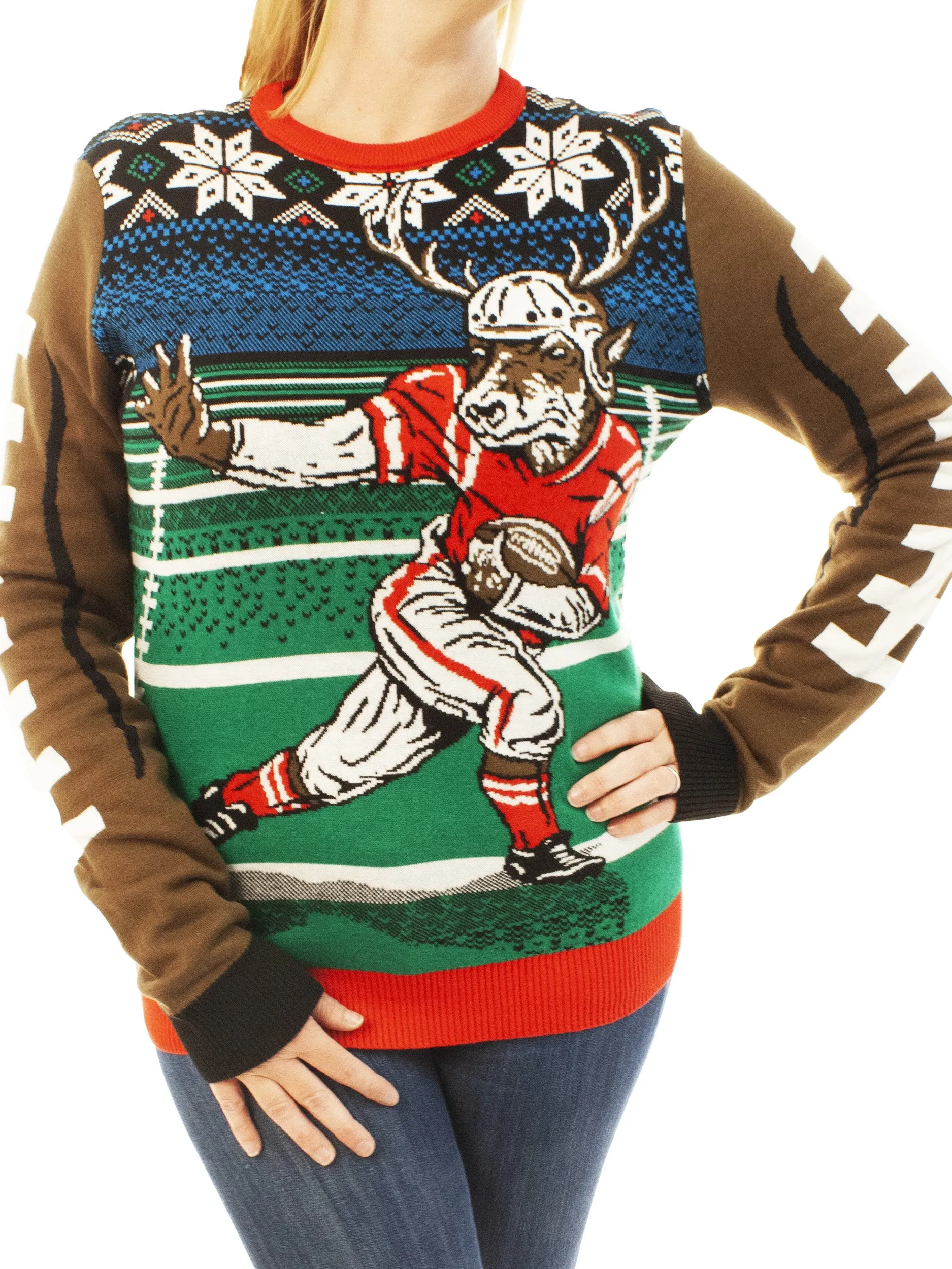 Football Reindeer | Ugly Christmas Sweater For Men & Women | Unisex Sizing