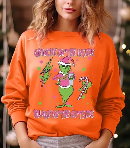 Grinchy & Bougie Christmas Holiday Unisex Long Sleeve Graphic Sweatshirt