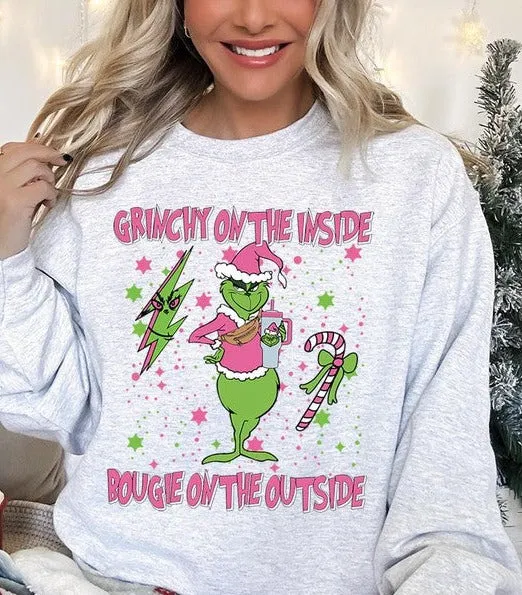 Grinchy & Bougie Christmas Holiday Unisex Long Sleeve Graphic Sweatshirt