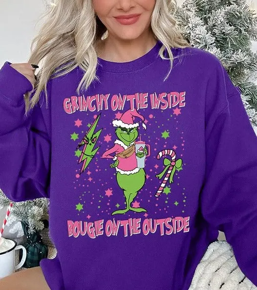 Grinchy & Bougie Christmas Holiday Unisex Long Sleeve Graphic Sweatshirt