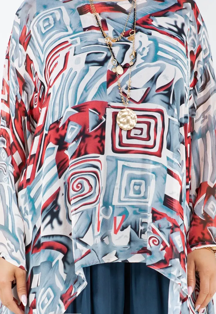 I'm Making It! Mosaic hi-low Tunic Top Boho Hippie Chic Resort Wear Sml-10X