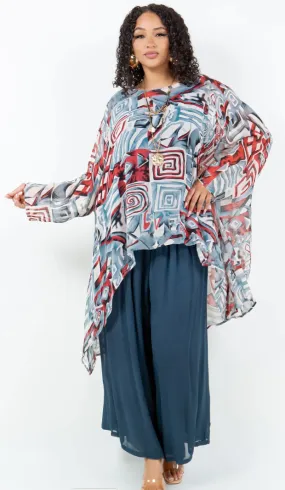 I'm Making It! Mosaic hi-low Tunic Top Boho Hippie Chic Resort Wear Sml-10X