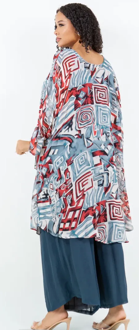 I'm Making It! Mosaic hi-low Tunic Top Boho Hippie Chic Resort Wear Sml-10X