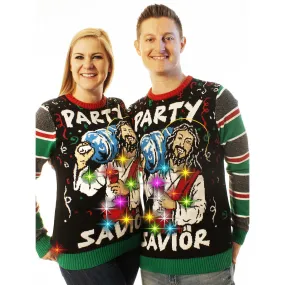 LIGHT UP -Party Savior | Ugly Christmas Sweater For Men & Women | Unisex Sizing