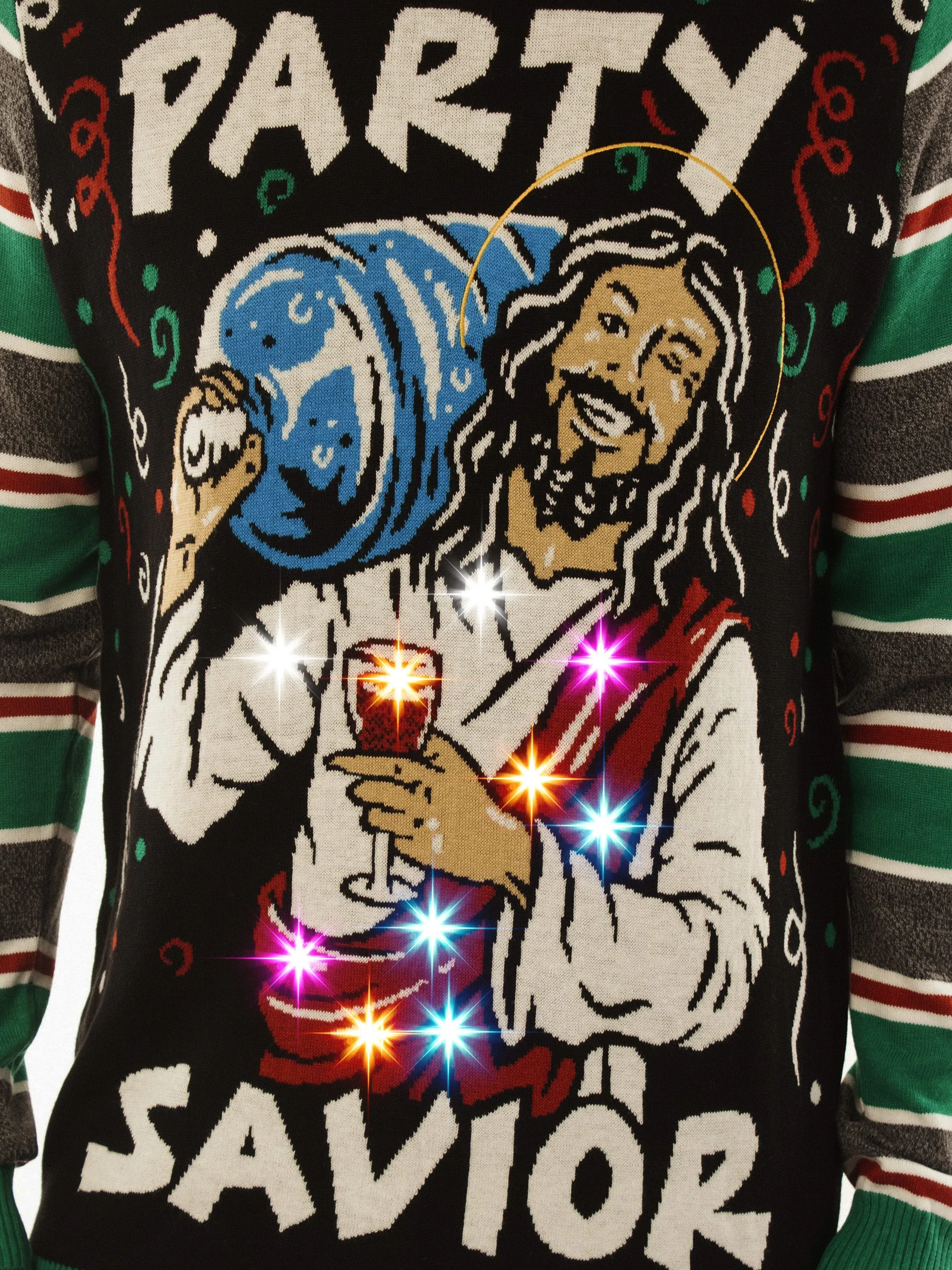 LIGHT UP -Party Savior | Ugly Christmas Sweater For Men & Women | Unisex Sizing