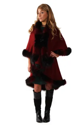 Luxurious Double Layered 2 Tones Faux Fur Cape with Leather Clasp Luxurious Double Layered 2 Tones Faux Fur Cape with Leather Clasp