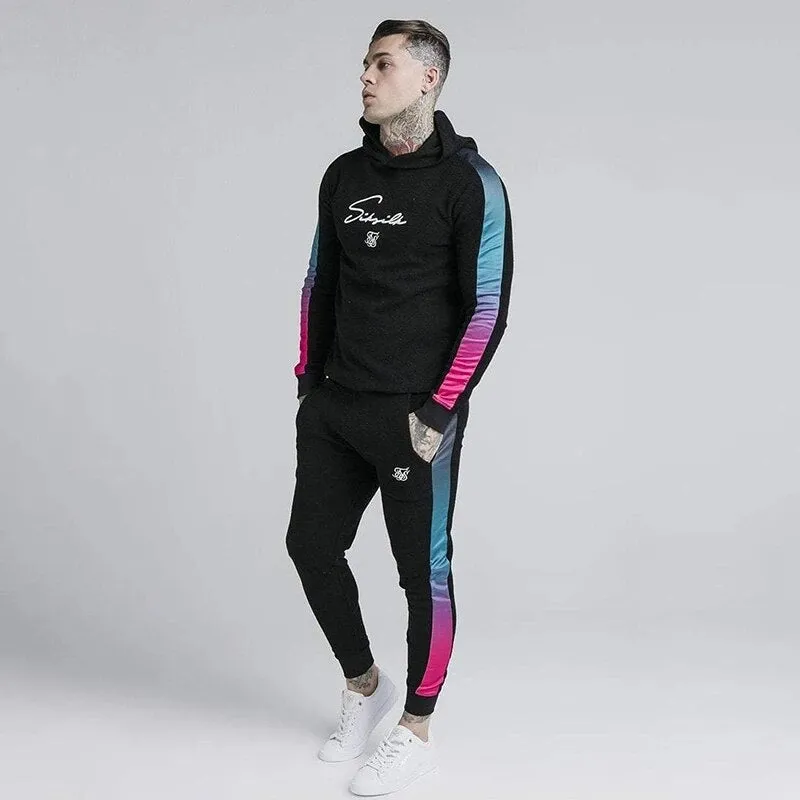 New Suit Men Sportswear Tracksuit Autumn Winter Sik Silk Suit Hoodies Sweatshirts Casual Joggers Pants Sweatpants Track Sets Men