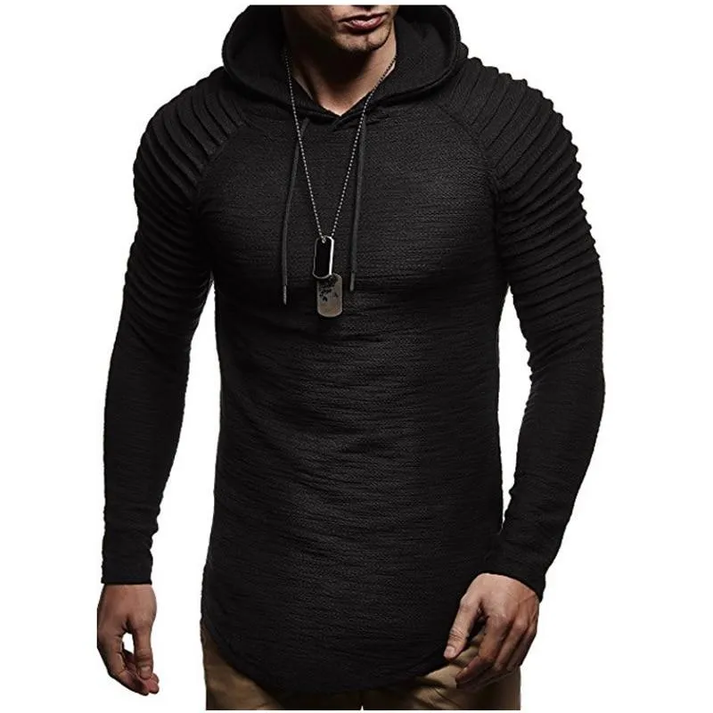 Premium Pleated Sleeve Long Fleece Hoodie