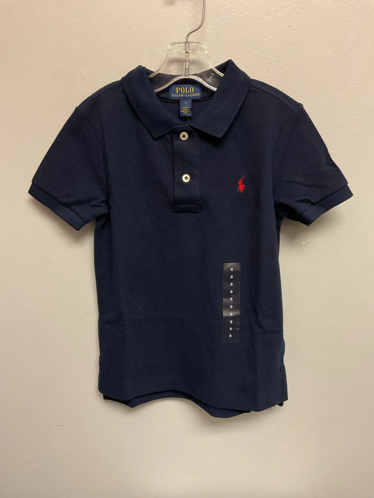 Ralph Lauren Size 5 Navy Pique Girls Tees/Polos/Tunics