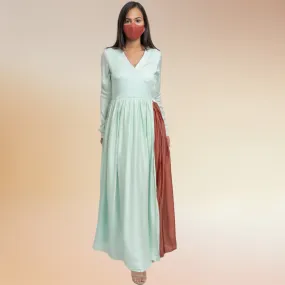 Sea Green-Caramel Colour Block Angrakha | Bemberg Modal Silk | Festive Ready