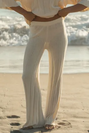Seashell Ribbed Cotton Blend Sweater Pants