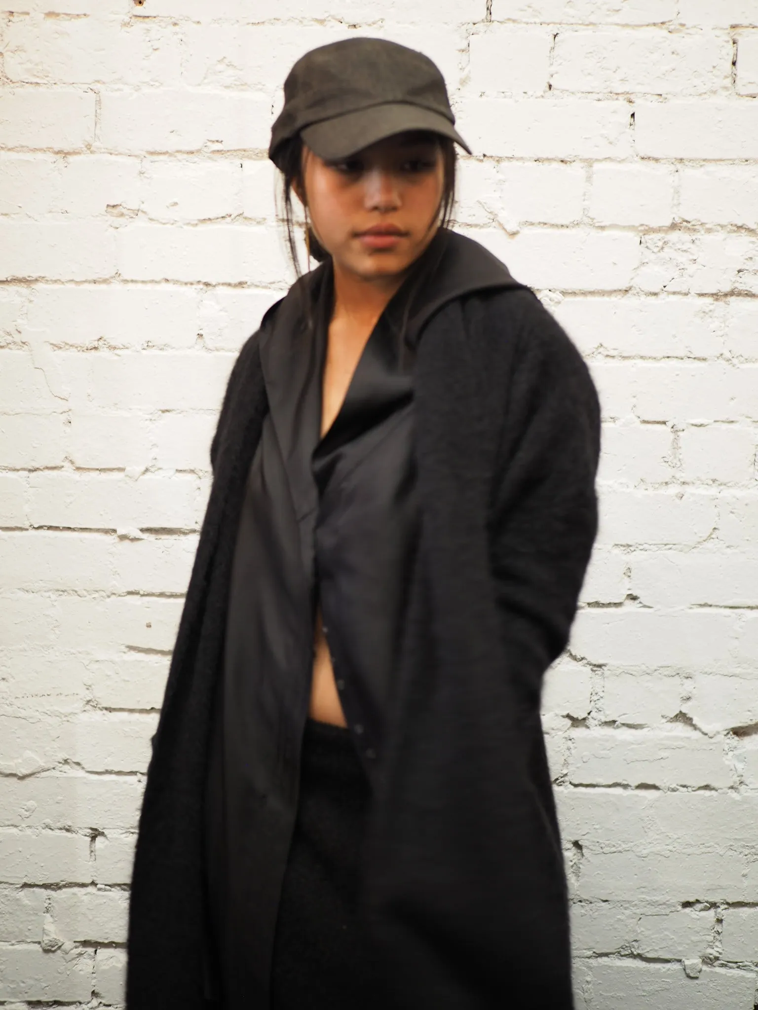 Shawl collar Luxe cardi (Alpaca)- Black