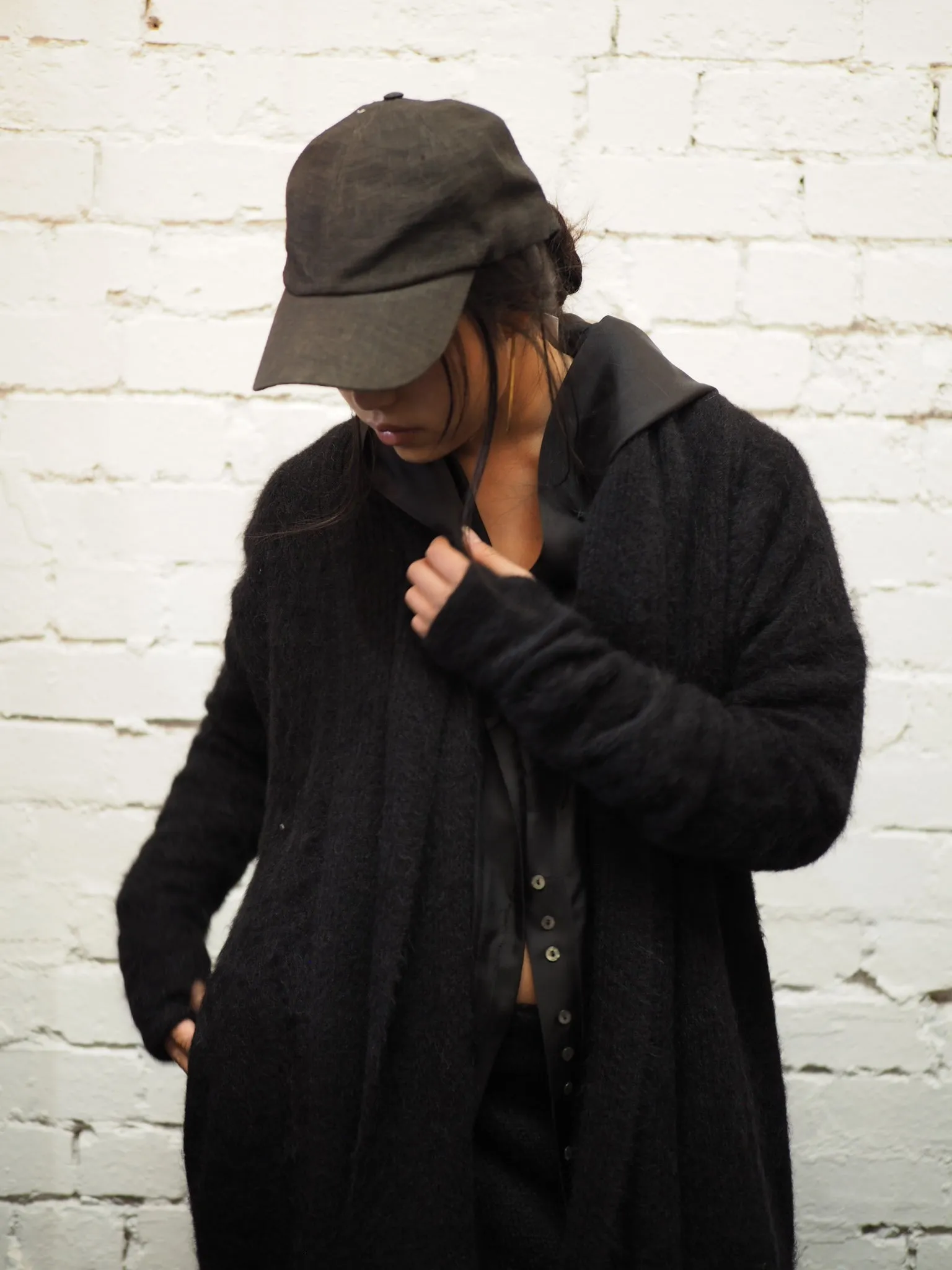 Shawl collar Luxe cardi (Alpaca)- Black