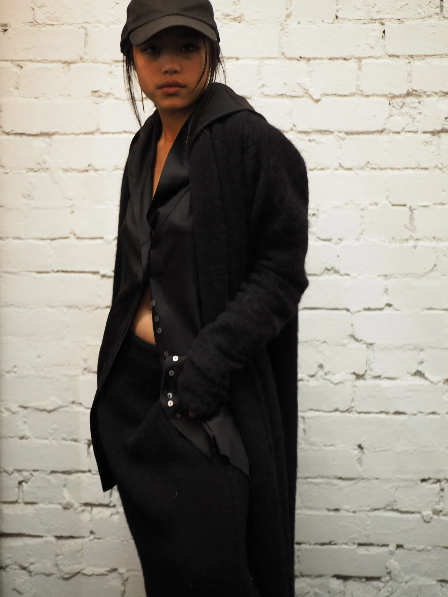 Shawl collar Luxe cardi (Alpaca)- Black