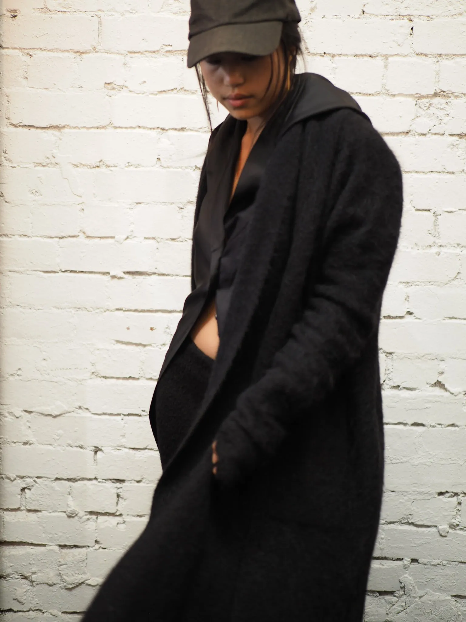 Shawl collar Luxe cardi (Alpaca)- Black