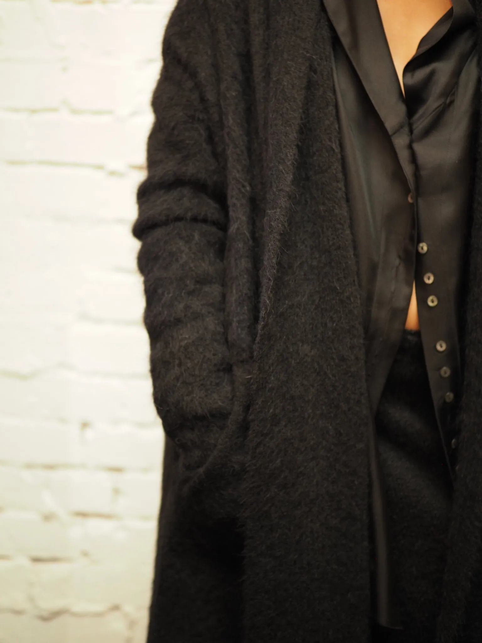 Shawl collar Luxe cardi (Alpaca)- Black