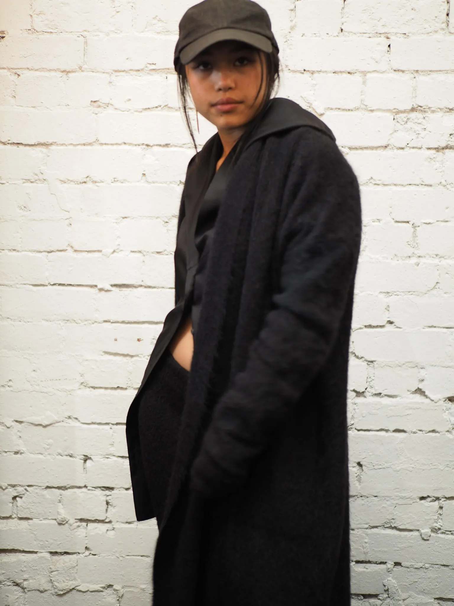 Shawl collar Luxe cardi (Alpaca)- Black